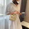 Evening Bags Rattan Woven Women Straw Bag Handbag Knit Flower Summer Beach Woman Shoulder Messenger Khaki Beige Fashion Creative