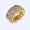 خواتم الزفاف Choucong Brand Grassleling Jewelry Luxury 925 Sterling Sier Gold Fill 4 صفوف مكدس 5A Zircon CZ CZ Gemstones Dhkle