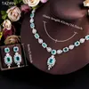 Ketting Oorbellen Set Luxe Zirconia Bruiloft Sieraden Voor Vrouwen CZ Groen Kristal 2 STUKS Sets Bridal Party Prom Accessoires