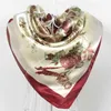 Schals Lenco Frauen Rose Seidenschal Bedruckt 90*90 cm Mehrfarbiger Satinschal Schal Für Damen Mode Taschentuch Frühling Seidenschals J230801