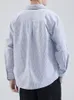 남성용 캐주얼 셔츠 2023 가을 클래식 스트라이프 롱 슬리브 옥스포드 면화 남성 의류 작업 셔츠 남성 느슨한 블라우스