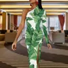 Casual Dresses Banana Leaf Bodycon Dress Women Tropical Print Elegant Maxi One Shoulder Estetic Pattern Födelsedagspresent