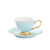 Tassen Untertassen Luxus Keramik Kaffeetasse und Untertasse Set Design Nachmittagstee Tassen Frühstück Milch duftende Schale mit Löffel Weihnachtsgeschenk