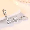 Hoopörhängen Dayin 925 Stamp Silver Jewely Woman Luxury Five Pointed Star Cubic Zirconia Brand Tassel Ear Buckle Fashion Simple Retro