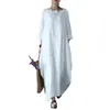 Vestidos casuais 2023 verão outono tamanho grande feminino 4xl 5xl solto longo vintage vestido boho camisa maxi robe moda feminina