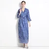 Casual Dresses Formal Occasion Women 2023 Fashion Printing Long Dress Elegant Short Sleeve Female Birthday Party Summer Outfits