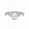 Cluster Rings S925 Sterling Silver Micro-zircon Moonstone Ring Design Sense Versatile Simple Light Luxury Exquisite Jewelry