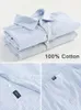 Men's Casual Shirts 2023 Autumn Classic Striped Long Sleeve Oxford Cotton Men Clothing Work Shirt Male Loose Blouse