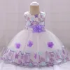 Robes de fille infantile bébé fille robe tulle robes de baptême pour les filles 1ère année anniversaire perles dentelle appliqued fête mariage bal enfants vêtements 230731