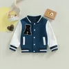 Jackets Toddler Baby Boy Girl Baseball Jacket Varsity Bomber Jackets Coat Color Block Button Down Casual Sports Outwear 230731