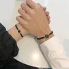 Charm-Armbänder, handgefertigt, Erdbeerkristall, für Frauen, glückliches rotes Seil, gewebtes Armband, Herren-Armband aus schwarzem Achat, Paarschmuck