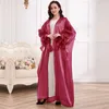 Vêtements ethniques femmes robe manches bulle femmes ouvert élégant jupe longue moyen-orient à manches longues musulman abayas simple décontracté abaya