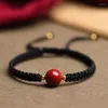 Charm Bracelets Women Ethnic Tibetan Buddha Woven Amulet & Bangles For Men Handmade Red Rope Cinnabar Beads Bracelet Gifts