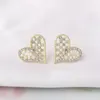 Stud Earrings Korean Zircon Crystal Heart For Women Fashion Lovely Imitation Pearl Rhinestone Earring Wedding Party Jewelry Gift