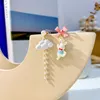 Dingle örhängen söt djur bowknot moln örhänge för kvinnor koreansk kattungballong blomma pärla asymmetriska tofs party smycken