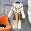 Dames Designer Luxe Lange Wollen Overjas Elegante Parka Kleding Warme Kapmantel Klassieke Winter Bovenkleding Jas met 3 Kleuren SML