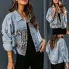 Women's Jackets Cacocala 2023 Spring Denim Jacket Women Long-sleeved Female Leopard Stitching Tops