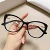 Sonnenbrille Cat Eye Metall Anti Blue Light Rahmen Modische Retro Damen Markendesigner Computer Brillen Korrektionsbrillen