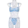 Biancheria intima sexy Biancheria intima da donna Ricamo Fiore Vite Acqua Erba Foglie Sexy Set a tre punti in due pezzi 230801