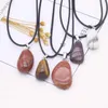 Pendant Necklaces Natural Stone Pendants Necklace Irregular Shape Polished Quartz Crystal Agate Wax Cord For Jewelry Women Gift Decoration