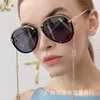 2023 Luxusdesigner Neuer großer Pilotenfroschspiegel weiblich 4712 Internet-Berühmtheit mit dem gleichen Ketten-Anti-UV-Sonnenbrillen-Trend