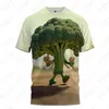 Herren-T-Shirts, Sommer, bequem und atmungsaktiv, Brokkoli-3D-Druck, T-Shirt, Straße, lässig, locker, kurzärmelig