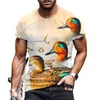 Camiseta Masculina 2023 Masculina Animal Oversized T-Shirt Primavera Verão Europeu Americano O-Neck Moda 3D Top