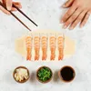Geschirr-Sets 50 Stück Sushi-Boot Einweg-Snackschüssel Palmblatt-Dekor Holzbehälter Salatteller