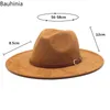 Breda randen hattar hink bauhinia för kvinnor vintage mocka filt fedora hatt panama western cowboy vinter gentleman formella män chapeu feminino 230801