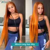 Syntetyczne peruki 150 Gęstość imbir koronkowe kobiety z przodu 039S Parg tight 100 Human Hair High Definition Brazilian Remi Orange Lace Close Poster Seam2012696 Z230801