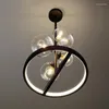 Lustres Moderne Verre Clair Bulle Boule En Métal Noir G9 Hanglamp Restaurant Cuisine Salon Dans Les Luminaires