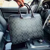 2023 Klassieke Designer Mannen Schouder Aktetas Marineblauw Lederen Attache Case Handtas Luxe Business Man Laptoptas Messenger Bags met stofzak Aktetas Vintage