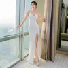 Casual Dresses Glitter Sexy Women V-neck Prom Dress Backless Sleeveless Long Evening Gowns Shiny 2023 Formal Party Maxi Reflective