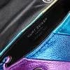Kurt Geiger Bags Lomen Men Mini Leather Handbags Stripes Rainbow Luxury Designer Metal Sign Chain Love Heart Heart SholldenBags Crossbody Clutch Purse