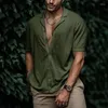 Men's Casual Shirts Loose Cardigan Knit Short Sleeve Solid White Tops Male Knitting Button Up Shirt Men Slim Fit Plain And Blouses