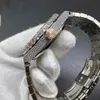 아이스 아웃 남성 시계 자동 풀 CZ 다이아몬드 2 톤 로즈 골드 케이스 42mm 큰 돌 베젤 사파이어 크리스탈 반짝이는 시계