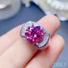 Anelli a grappolo Anello da uomo muscoloso di lusso Grande rosa scintillante Moissanite Argento 925 reale 11x11mm Misura 5ct Gemma Regalo di fidanzamento