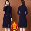 Vestidos casuais senhora magro imitação vison velo vestido feminino outono inverno plus veludo grosso malha inferior camisola feminina ok914