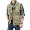 Men's Vests Men's Unloading Vest Tactical Webbed Gear Coat Summer Pographer Waistcoat Tool Many Pocket Mesh Work Sleeveless Jacket Male 230731