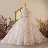 Flickor klänningar Flower Girl Floral Long Dress Vintage Children For Wedding Party Formal Ball Gown Kids Evening Bridesmade Prom 230731