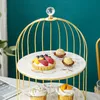 Dishes Plates Marble Cake Stand Dessert Fruit Plate Double Tray Pan Table Decoration Display Afternoon Tea 230731