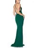 Party Dresses Cowl Neck Backless Bridesmaids Dress Cross Straps Ben Slits Sexig stretchig bröllop Cocktail Prom Evening Gown Summer 2023