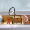 Gold Kitchen Double Sink Mikser ze stali nierdzewnej podwójna miska duża zlew z umywalką łazienki Accessoires de kuchenne zlew na farmie