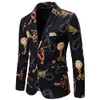 Svart vintage barock blommor blazer män 2019 varumärke nattklubb mens blazer jacka fest bröllop prom kostym jacka scen kläder xxl274j