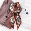 Scarves 2021 Fashion Cow Print Bag Small Silk Scarf Women Thin Narrow Animal Zebra Hair Belt Ribbon Scarf Female J230801