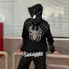 Men's Hoodies Sweatshirts Y2K Goth Zip Up Hoodies Men Spider Web Graphic Sweatshirts Women Streetwear Harajuku Fashion Oversize Hip Hop Punk Clothes Coat T230731