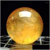 Objets Décoratifs Figurines 40Mm Citrine Naturelle Calcite Quartz Cristal Sphère Boule Pierre Précieuse De Guérison 1Pc Qw Drop Delivery Home Ga Dhmak