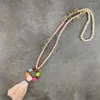 Kolye Kolye Boho El Yapımı Uzun Kolye Bohem Renkli Yuvarlak Kolyeler Collier Kadınlar Deniz Plajı Püskül Cazibe