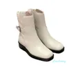 2023-Automne hiver designer bottes femme Semelle épaisse botte à glissière Plate-forme en cuir de vachette souple Chaussure décontractée en cuir mode Haut haut Boucle de ceinture femmes chaussures