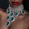 Naszyjniki wiszące luksusowy wieloosobowy damski naszyjnik damski lśniący ekscyburowany duży kryształowy kolor wodny biżuteria akcesso